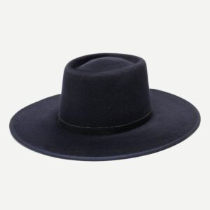 Wool Felt Boater Hat - Midnight Blue