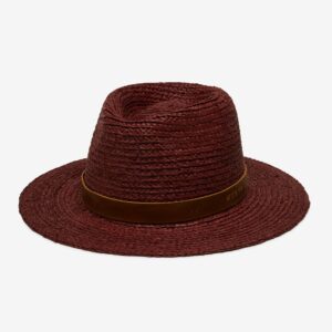 Yara Lightweight Straw Fedora Hat - Wine