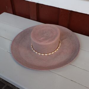 Structured Cream Chain Trim Wide Brim Fedora