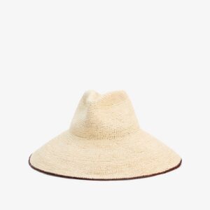 Bleached Ivory Raffia Straw Structured Wide Brim Hat