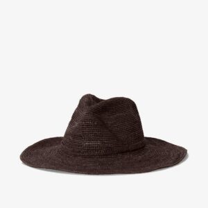 Chocolate Raffia Straw Structured Wide Brim Hat