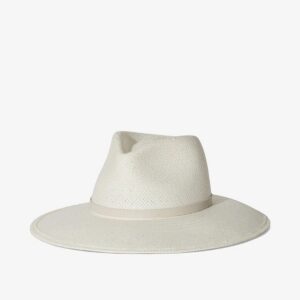 Bleached Ivory Woven Straw Structured Wide Brim Hat